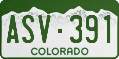 CO license plate ASV391