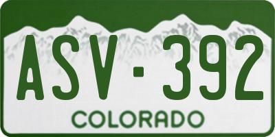 CO license plate ASV392