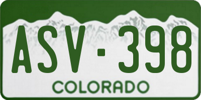 CO license plate ASV398