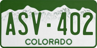 CO license plate ASV402