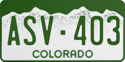 CO license plate ASV403