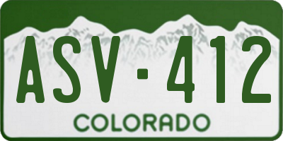 CO license plate ASV412
