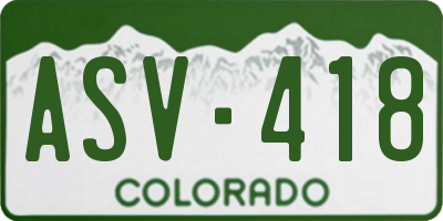 CO license plate ASV418