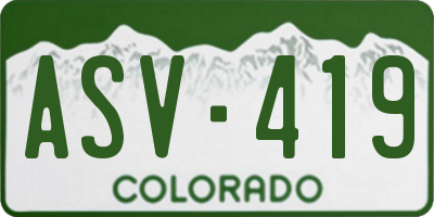 CO license plate ASV419