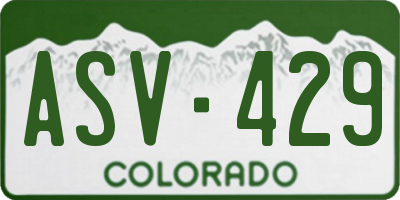 CO license plate ASV429