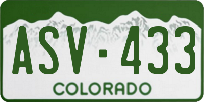 CO license plate ASV433