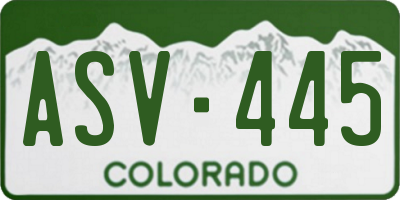 CO license plate ASV445