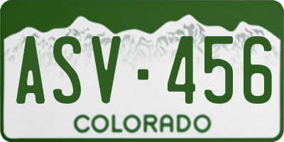 CO license plate ASV456