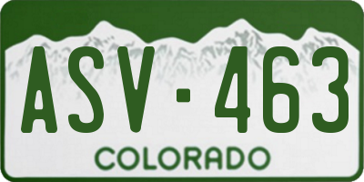 CO license plate ASV463