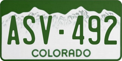 CO license plate ASV492