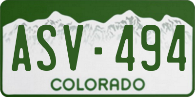 CO license plate ASV494