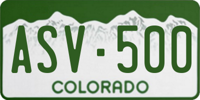 CO license plate ASV500