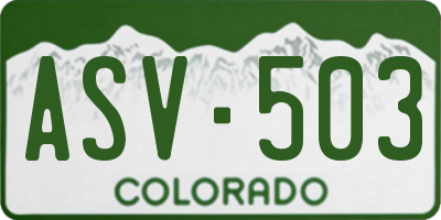CO license plate ASV503