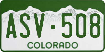 CO license plate ASV508