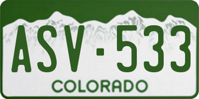CO license plate ASV533