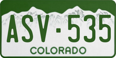 CO license plate ASV535
