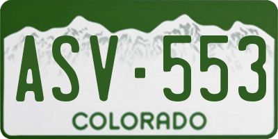 CO license plate ASV553