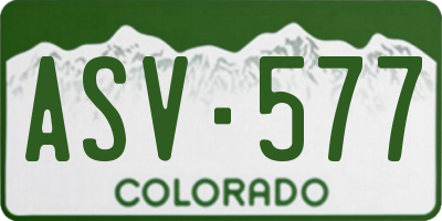 CO license plate ASV577