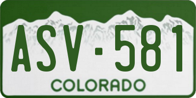 CO license plate ASV581