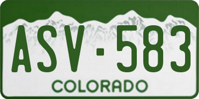 CO license plate ASV583