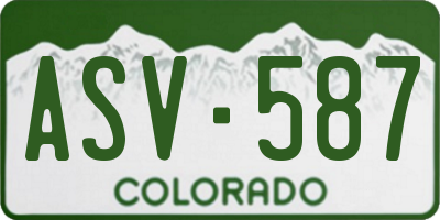 CO license plate ASV587
