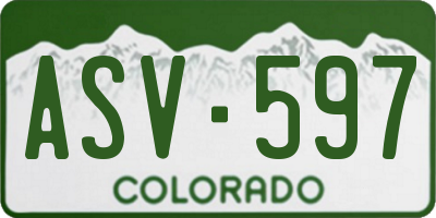 CO license plate ASV597