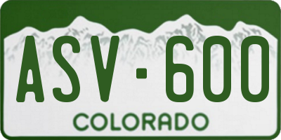 CO license plate ASV600
