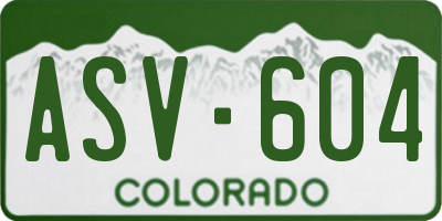 CO license plate ASV604