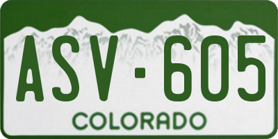 CO license plate ASV605