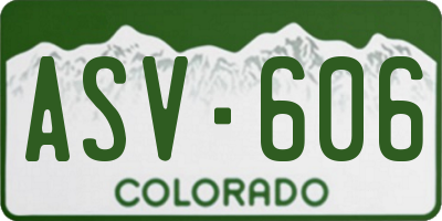 CO license plate ASV606
