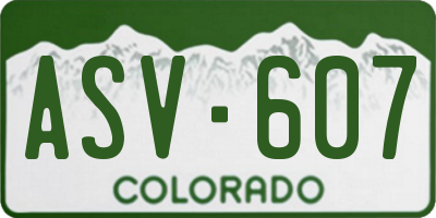 CO license plate ASV607