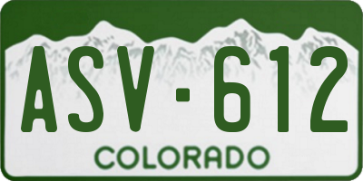 CO license plate ASV612