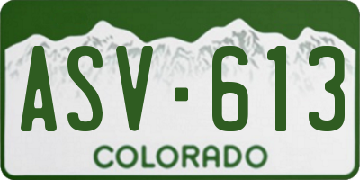 CO license plate ASV613