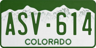 CO license plate ASV614