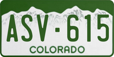 CO license plate ASV615