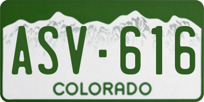 CO license plate ASV616
