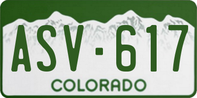 CO license plate ASV617