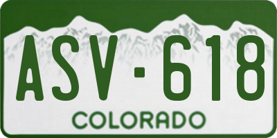 CO license plate ASV618