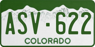 CO license plate ASV622