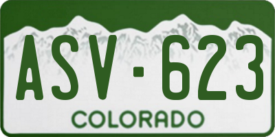 CO license plate ASV623