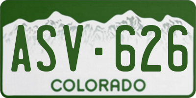 CO license plate ASV626