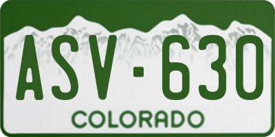 CO license plate ASV630