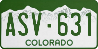 CO license plate ASV631