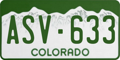 CO license plate ASV633