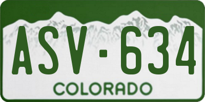 CO license plate ASV634