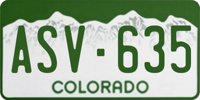 CO license plate ASV635