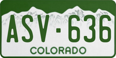 CO license plate ASV636