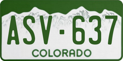 CO license plate ASV637