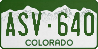 CO license plate ASV640