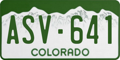 CO license plate ASV641